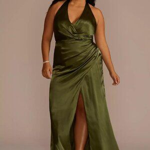 David's Bridal Halter Bridesmaids Dress